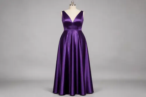 Deep Purple Satin Gown – Deep Purple Satin Floor-Length Gown | Custom Tailored