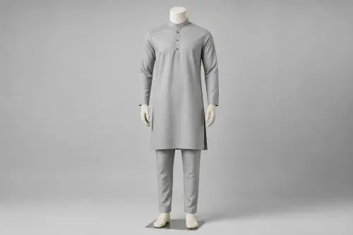 Grey Cotton Kurta Pajama – Men's Grey Cotton Ethnic Set | Custom Tailored