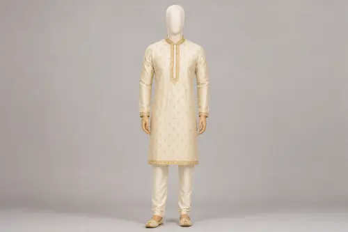 Gold Zari Kurta Pajama – Men's Gold Zari Work Ethnic Set | Custom Tailored