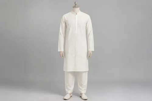 White Chikankari Kurta Pajama – Men's White Lucknowi Chikankari Set | Custom Tailored