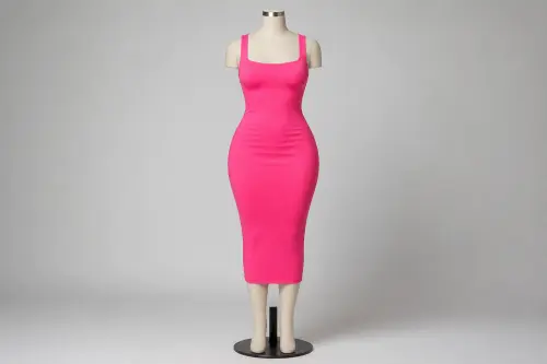 Hot Pink Bodycon Dress – Hot Pink Jersey Bodycon Midi | Custom Tailored