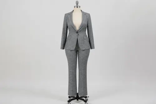Check Blazer Pants Co-ord – Grey Check Matching Blazer with Trousers | Custom Tailored