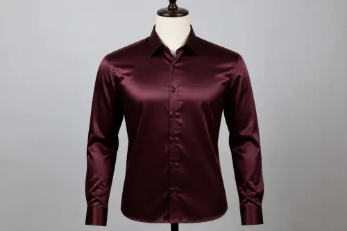 Burgundy Satin Dress Shirt – Men's Wine Satin Evening Shirt | Custom Tailored