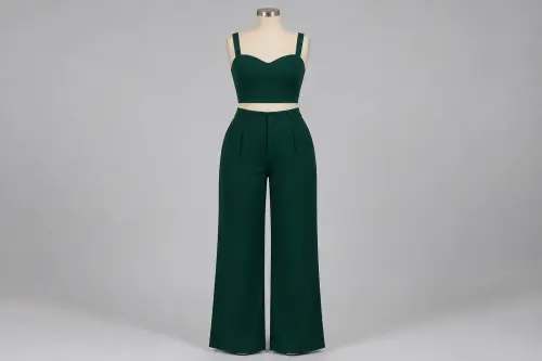 Emerald Crop Wide-Leg Co-ord – Emerald Crop Top with Wide-Leg Pants | Custom Tailored