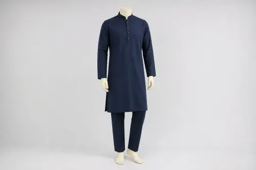 Navy Cotton Kurta Pajama – Men's Navy Cotton Ethnic Set | Custom Tailored