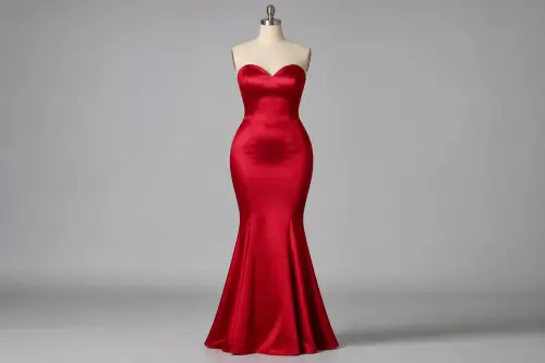 Red Mermaid Gown – Red Satin Mermaid Floor-Length Gown | Custom Tailored