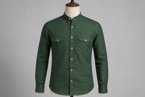 Forest Green Linen Shirt – Men's Dark Green Pure Linen Shirt | Custom Tailored