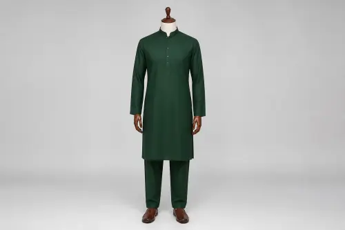 Forest Green Kurta Pajama – Men's Forest Green Cotton Ethnic Set | Custom Tailored