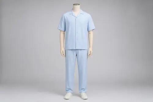 Powder Blue Half-Sleeve Cuban Loose Pant Co-ord – Men's Powder Blue Cuban Shirt + Loose Pants | Custom Tailored