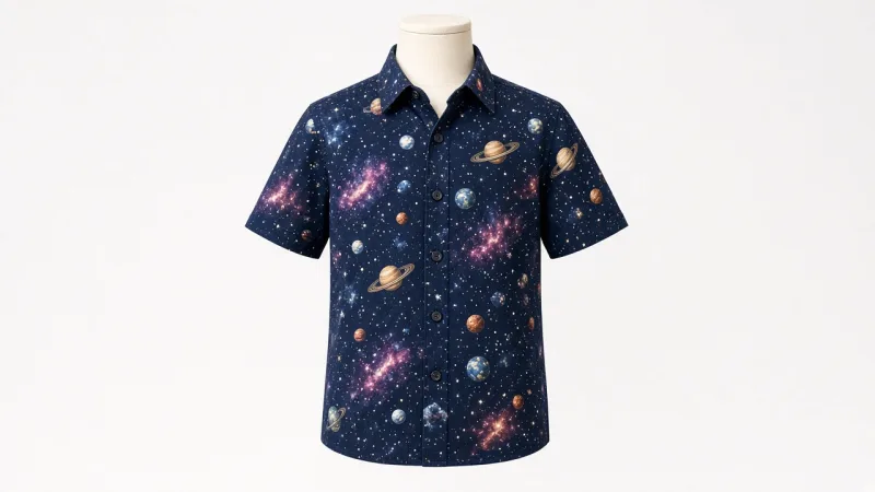 Blue Space Print Shirt – Boys' Galaxy Space Print Cotton Shirt | Custom Tailored Kids