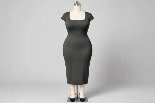 Charcoal Sheath Dress – Charcoal Ponte Sheath Midi | Custom Tailored