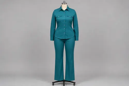 Teal Poplin Shirt Trouser Co-ord – Teal Poplin Shirt with Trousers | Custom Tailored