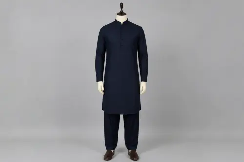 Navy Pathani Kurta Pajama – Men's Navy Pathani Set | Custom Tailored