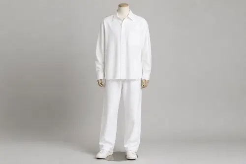 White Cotton Full-Sleeve Loose Pant Co-ord – Men's White Cotton Shirt + Loose Pants | Custom Tailored