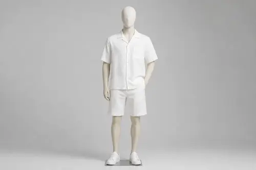 White Half-Sleeve Shorts Co-ord – Men's White Shirt + Matching Shorts | Custom Tailored