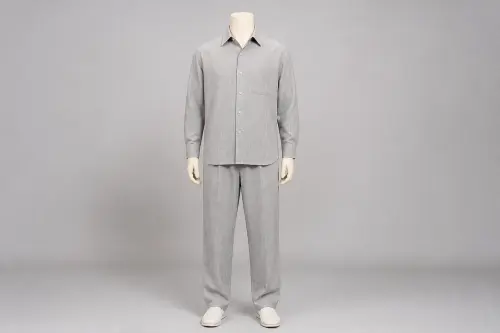 Grey Linen Full-Sleeve Loose Pant Co-ord – Men's Grey Linen Shirt + Loose Pants | Custom Tailored
