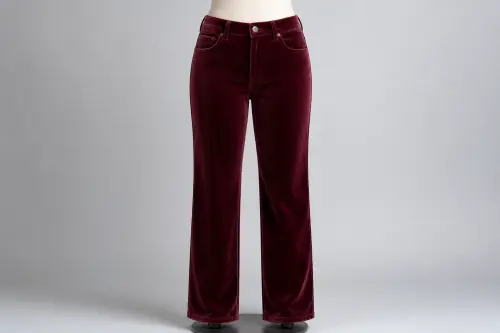 Wine Velvet Straight Pants – Wine Stretch Velvet Western Pants | Custom Tailored