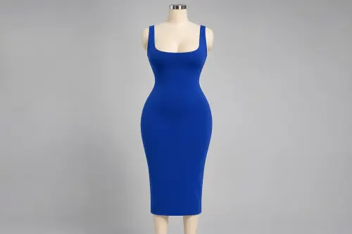Royal Blue Bodycon Dress – Royal Blue Stretch Crepe Bodycon Midi | Custom Tailored