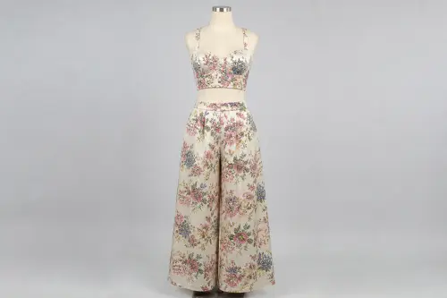Floral Crop Palazzo Co-ord – Floral Print Crop Top with Palazzo | Custom Tailored