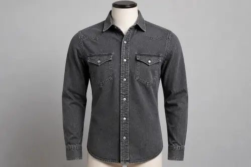 Charcoal Grey Denim Shirt – Men's Grey Washed Denim Shirt | Custom Tailored