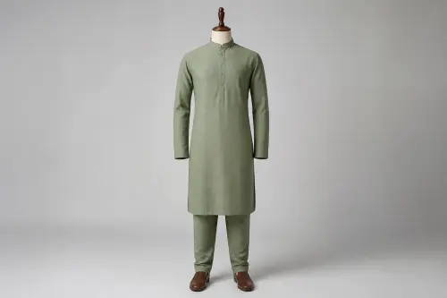 Sage Linen Kurta Pajama – Men's Sage Linen Ethnic Set | Custom Tailored