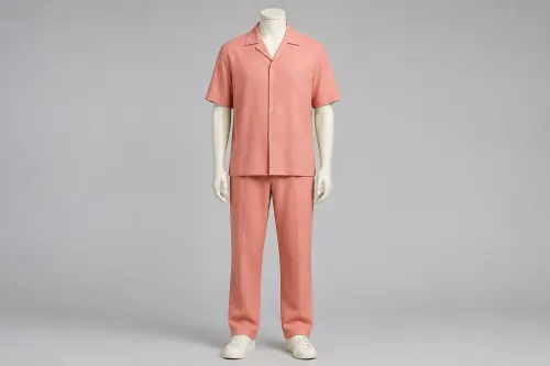 Coral Half-Sleeve Cuban Loose Pant Co-ord – Men's Coral Cuban Shirt + Loose Pants | Custom Tailored
