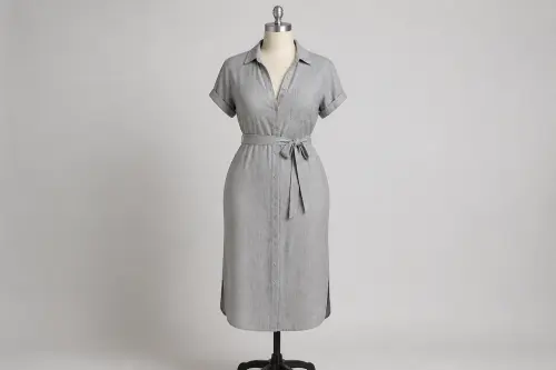 Grey Linen Midi Shirt Dress – Grey Linen Shirt Dress | Custom Tailored