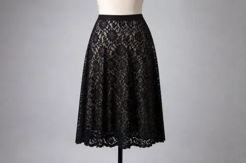 Black Lace Midi Skirt – Black Lace Overlay Western Party Midi | Custom Tailored
