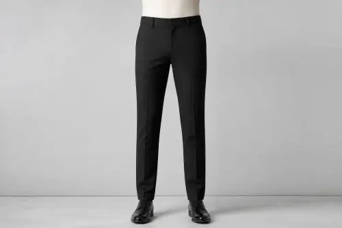 Black Cotton Slim-Straight Trousers – Men's Black Cotton Trousers | Custom Tailored