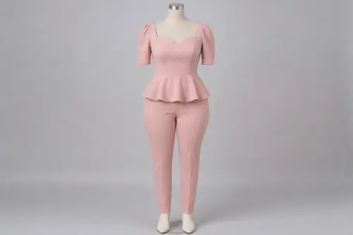Blush Peplum Pencil Co-ord – Blush Peplum Top with Pencil Pants | Custom Tailored