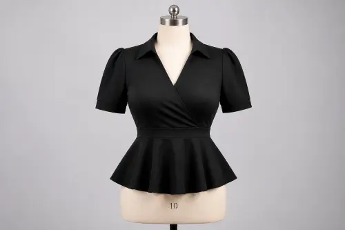 Black Peplum Top – Black Crepe Peplum Western Top | Custom Tailored