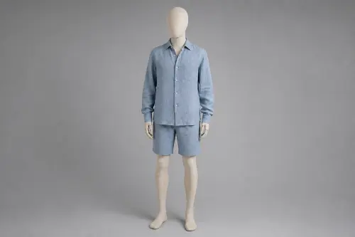 Chambray Full-Sleeve Shorts Co-ord – Men's Chambray Shirt + Matching Shorts | Custom Tailored