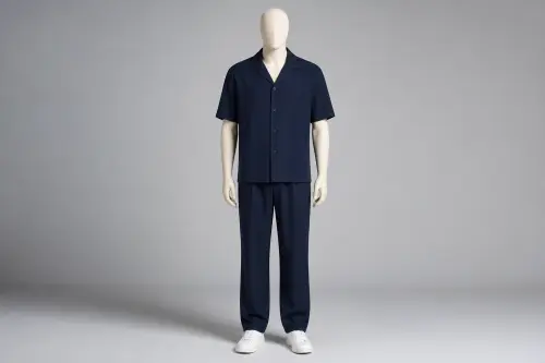 Navy Half-Sleeve Cuban Loose Pant Co-ord – Men's Navy Cuban Shirt + Loose Pants | Custom Tailored