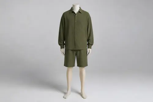Olive Full-Sleeve Oversized Shorts Co-ord – Men's Olive Oversized Shirt + Shorts | Custom Tailored