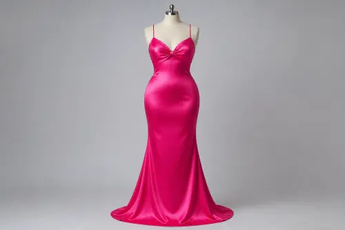 Fuchsia Mermaid Gown – Fuchsia Stretch Satin Mermaid Gown | Custom Tailored