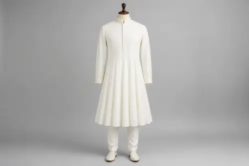 White Kalidar Kurta Pajama – Men's White Kalidar Ethnic Set | Custom Tailored