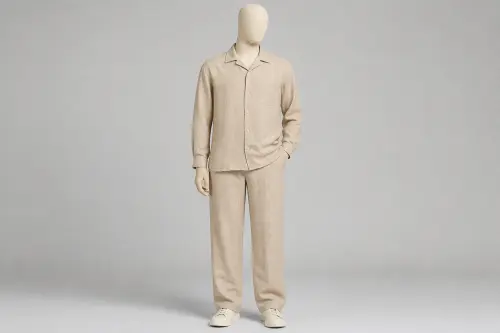 Sand Khadi Full-Sleeve Loose Pant Co-ord – Men's Sand Khadi Shirt + Loose Pants | Custom Tailored