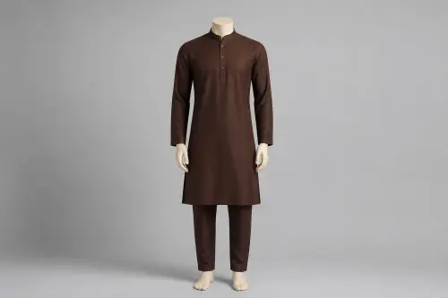 Chocolate Cotton Kurta Pajama – Men's Chocolate Cotton Ethnic Set | Custom Tailored
