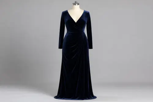 Midnight Navy Velvet Gown – Midnight Navy Velvet Floor-Length Gown | Custom Tailored