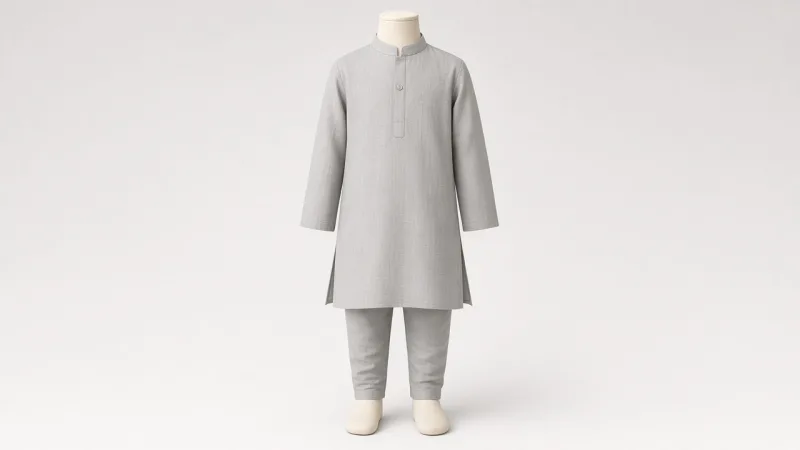 Grey Cotton Kurta Set – Boys' Grey Cotton Ethnic Kurta Pajama | Custom Tailored Kids