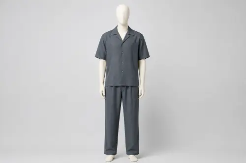 Slate Grey Half-Sleeve Cuban Loose Pant Co-ord – Men's Slate Cuban Shirt + Loose Pants | Custom Tailored