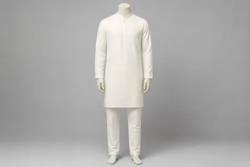 Ivory Linen Kurta Pajama – Men's Ivory Linen Ethnic Set | Custom Tailored