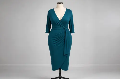 Teal Wrap Dress – Teal Jersey Wrap Midi Dress | Custom Tailored
