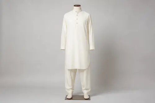 Cream Pathani Kurta Pajama – Men's Cream Pathani Set | Custom Tailored