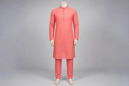 Coral Cotton Kurta Pajama – Men's Coral Cotton Ethnic Set | Custom Tailored