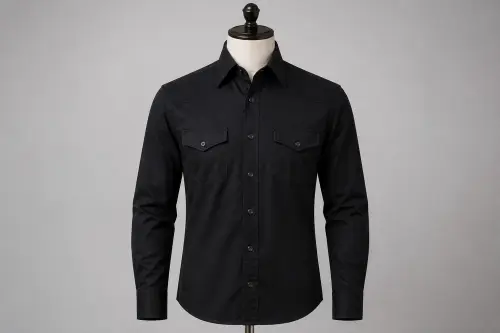 Black Poplin Dress Shirt – Men's Sleek Black Poplin Formal Shirt | Custom Tailored