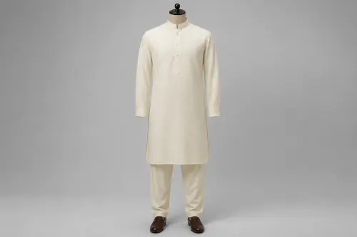 Off-White Pathani Kurta Pajama – Men's Off-White Pathani Set | Custom Tailored