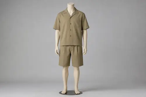 Khaki Half-Sleeve Shorts Co-ord – Men's Khaki Shirt + Matching Shorts | Custom Tailored