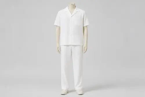 White Half-Sleeve Cuban Loose Pant Co-ord – Men's White Cuban Shirt + Loose Pants | Custom Tailored