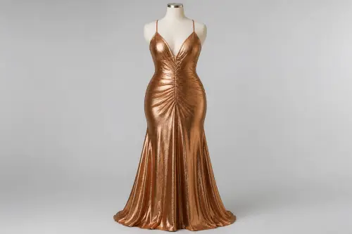 Copper Metallic Gown – Copper Metallic Floor-Length Gown | Custom Tailored